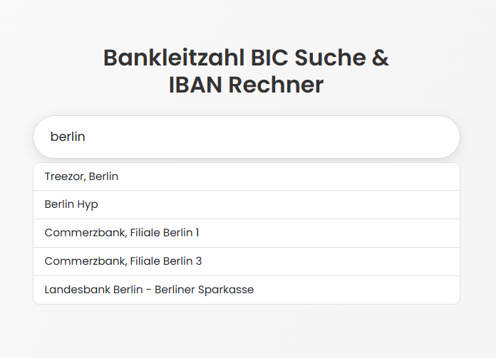 Symbolische Darstellung einer Bankleitzahl-Suche